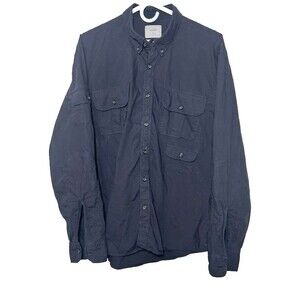 Billy Reid Button Down Shirt Men's Large Black Cotton Long Sleeves